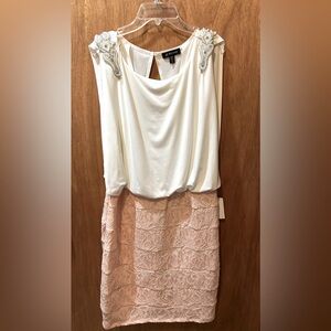 Jodi kristopher ivory blush lace dress NWT